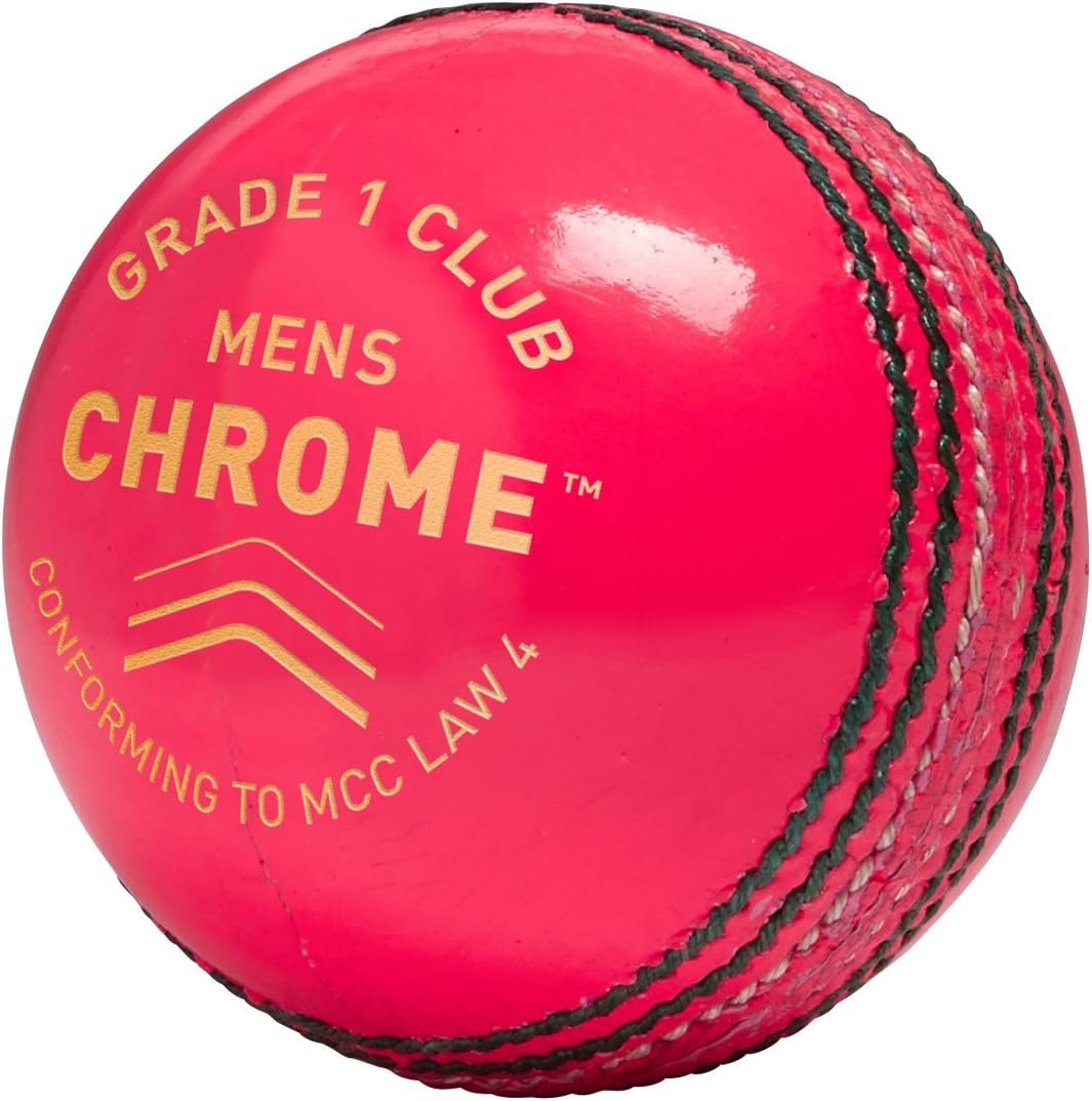 GM Cricket Men's Chrome Grade 1 Club Cricket Ball, Pink, One Size