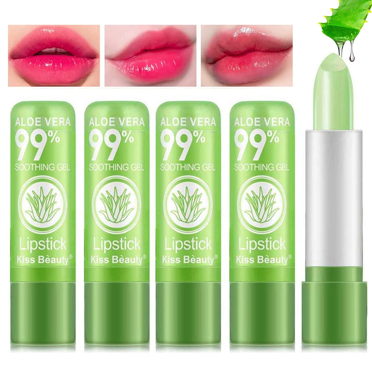 5 Piece Aloe Vera Lipstick Set Magic Temperature Colour Changing Lip Balm Long-Lasting Moisturising Cream Aloe Vera Jelly Lipstick Makeup Set (Set A) — image 1