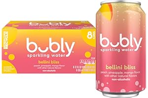 Bubly Sparkling Water, Bellini Bliss, Zero Sugar & Zero Calories, 12 fl oz Cans, (Pack of 8)