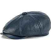 VOBOOM Men Women Genuine Newsboy Leather Cap 8 Panel Gatsby Ivy Hat