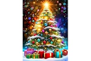 cdjlddww Diamond Painting Kits for Adults Christmas Tree, Full Drill Christmas Diamond Art Present, DIY Gem Pictures Paint Diamond Art for Home Wall Decor 12X16 inch
