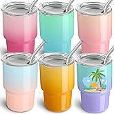 FOGWOWO 6 Pack 3 oz Gradient Mini Tumbler Shot Glass with Straw and Lid,Sublimation Christmas Shot Glasses Stainless Steel Vacuum Insulated Mini Tumblers Cups Gifts for Wedding Cocktail Party