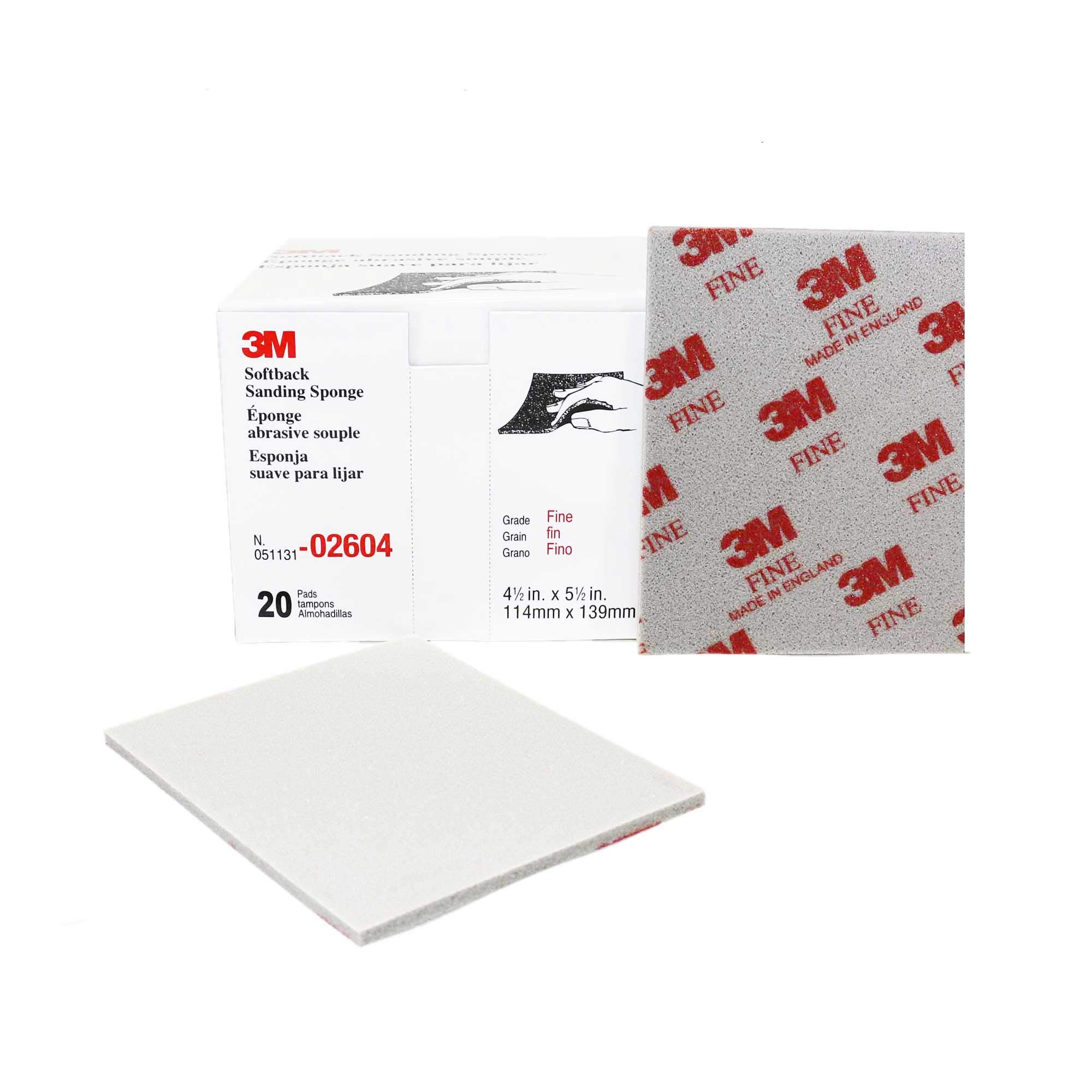 Photo 1 of 3M Softback Sanding Sponge 02604, 4 1/2 x 5 1/2 in, Fine Grit, Fast Cutting, Gray, 20 Pack