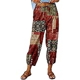 Zontroldy Linen Capri Pants for Women High Waisted Wide Leg Yoga Capris Crop Pants Sweatpants with Pockets