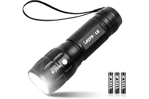Lepro LED White Light Flashlight, High Lumens Waterproof Adjustable Focus | Small, lightweight. For outdoor, camping, emergency, tactical use. AAA batteries included. Adjustable zoom focus.
