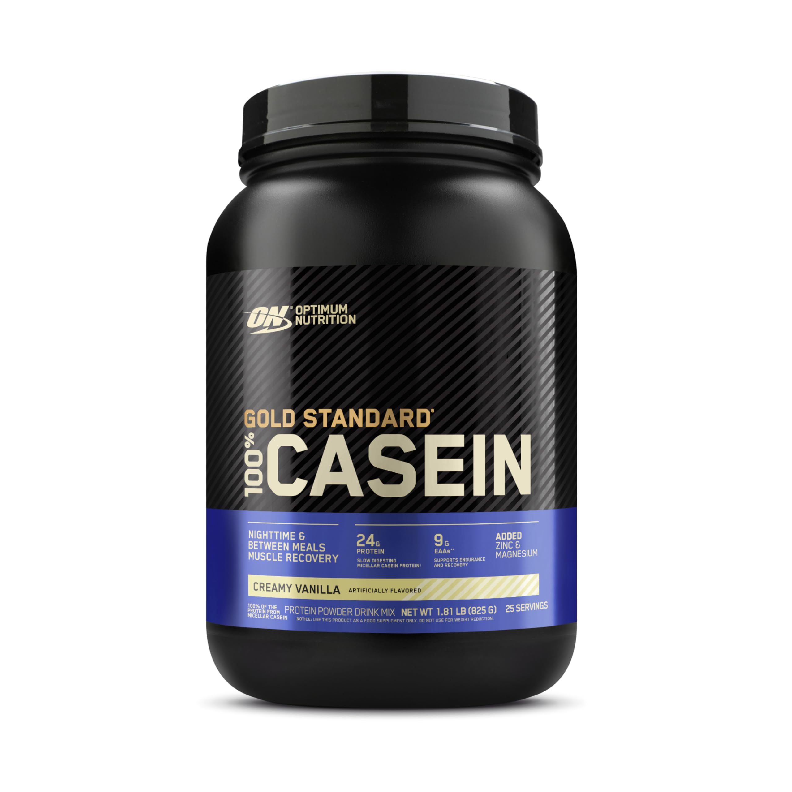 Optimum Nutrition Gold Standard Casein Slow Digesting Protein Powder with Zinc, Magnesium and Naturally Occurring Glutamine and Amino Acids, Creamy Vanilla, 28 Servings, 0.92 kg, Packaging May Vary