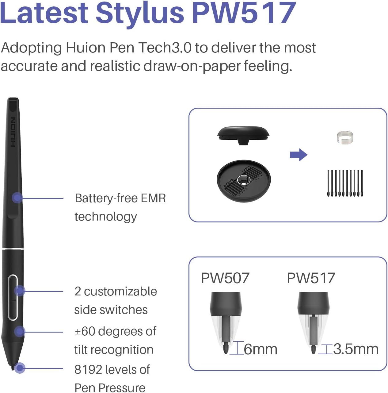 2020 HUION Kamvas 13 Android Support Graphics Drawing Tablet Monitor with Full Laminated Screen Battery-Free Stylus 8192 Pressure Sensitivity Tilt 8 Express Keys Adjustable Stand-13.3inch, Black: Computers & Accessories