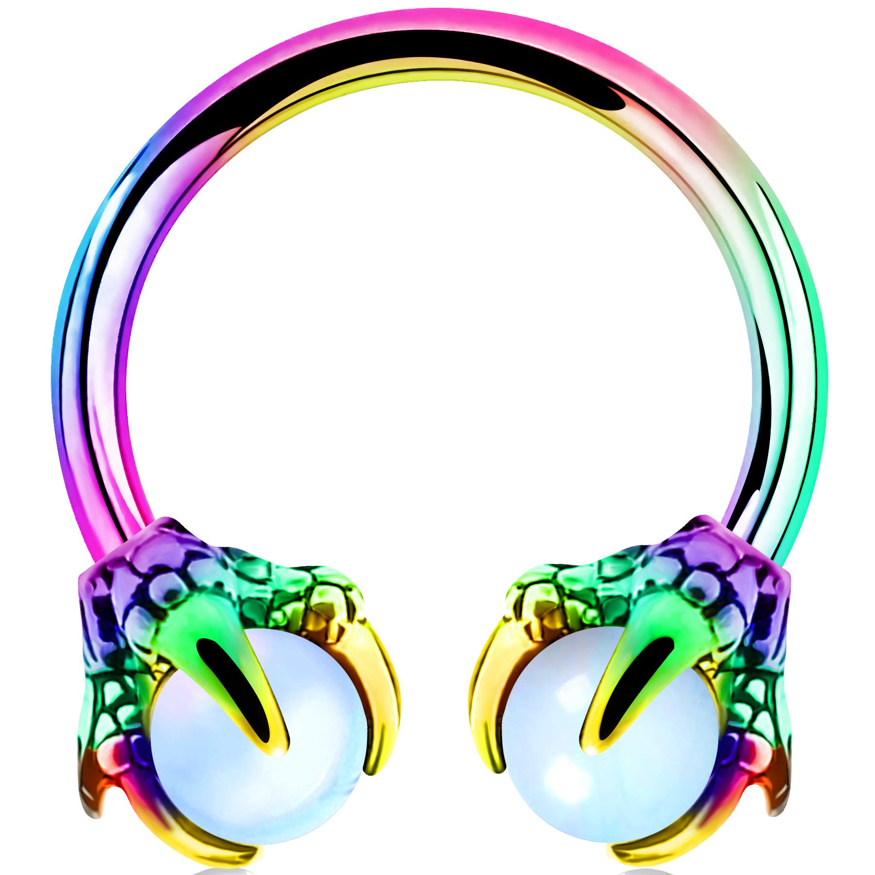 OUFER Body Piercing Horseshoe Earrings Helix Piercing 316L Surgical Steel Helix Earrings Dragon Claws Circular Ring Cartilage Earring Body Piercing rainbow