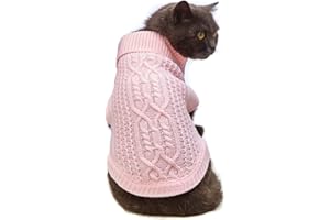 Jnancun Cat Sweater 16 Color Turtleneck Knitted Sleeveless Dog Sweater Warm Winter Kitten Clothes Outfits for Cats or Small Dogs in Cold Season(X-Small, Light Pink)