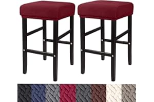 HFCNMY Stool Covers Rectangle,2 Pack Stretch Rectangle Bar Stool Covers Jacquard Vanity Stool Cover Washable Counter Stool Covers Bar Stool Seat Covers Saddle Seat Cover with Elastic Bands Red