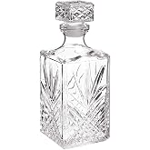 Bormioli Rocco Selecta Collection Whiskey Decanter &ndash; Sophisticated 33.75oz Diamond Decanter With Starburst Detailing &ndash; For Whiskey, Bourbon, Scotch &amp; Liquor