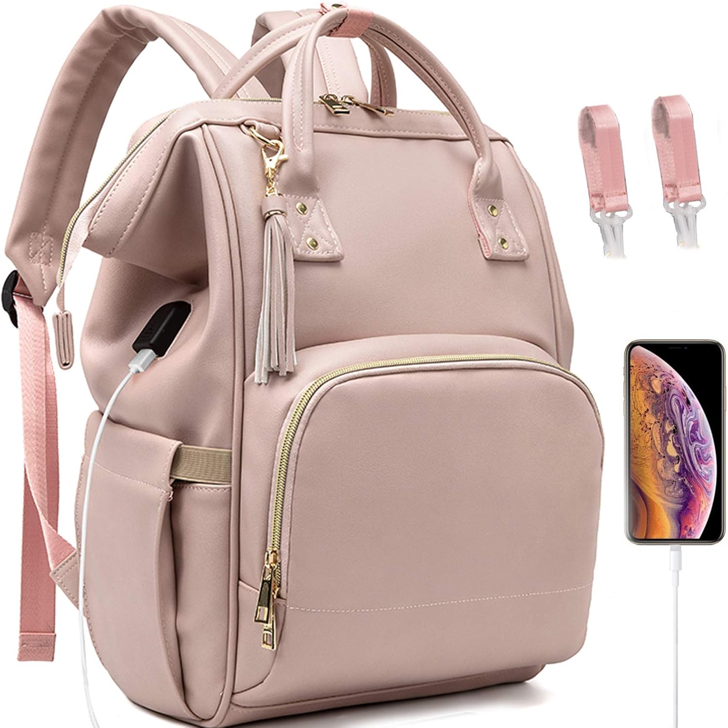 Diaper Bag for Baby Girl Backpack Bags Girls Mom Women Womens Pink Back