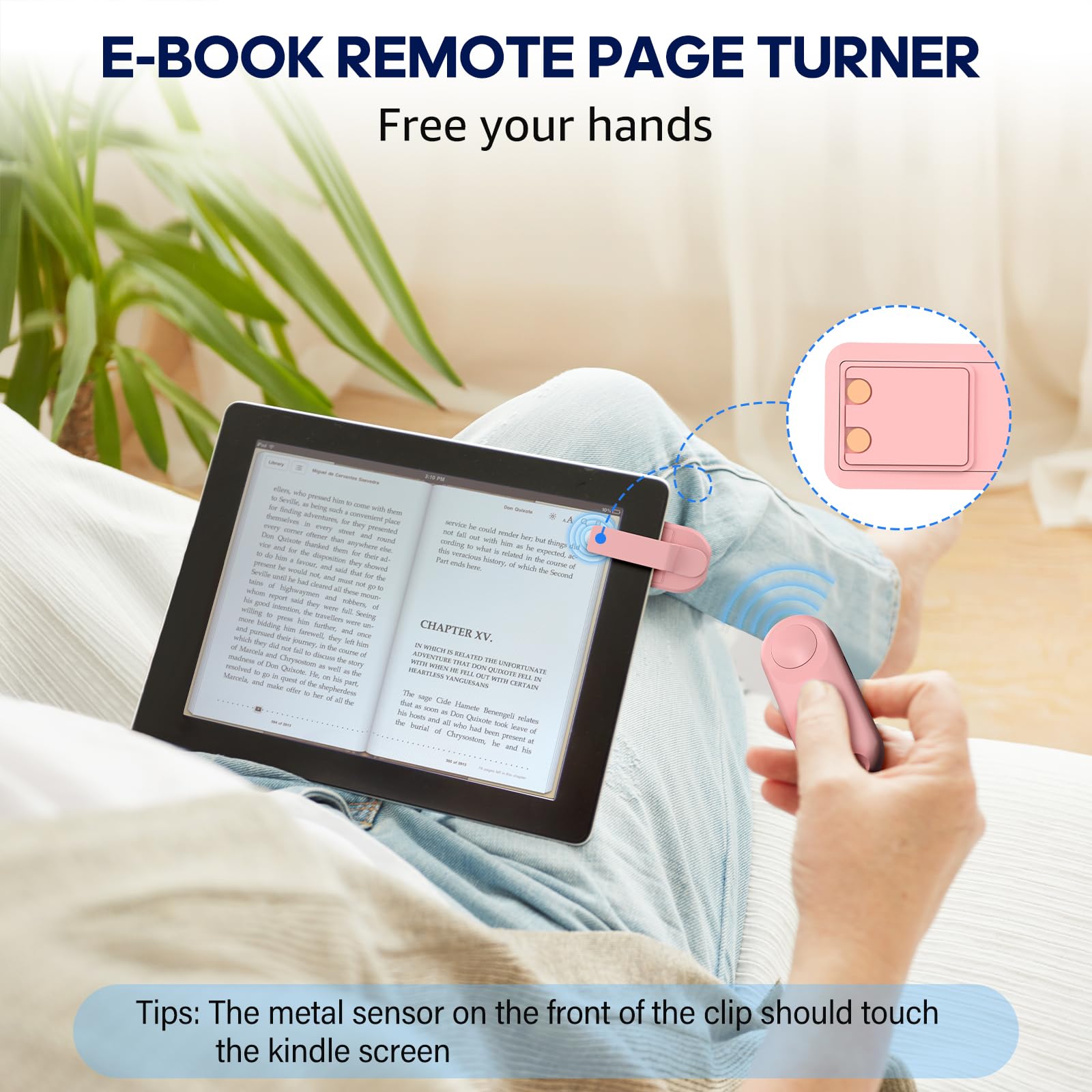 Oresoc RF Remote Control Page Turner for Kindle Paperwhite,Kindle Accessories Remote Photo and Video for E-Book iPhone iPad Android Tablets Reading Novels Comics Remote Control Extenders(Pink)