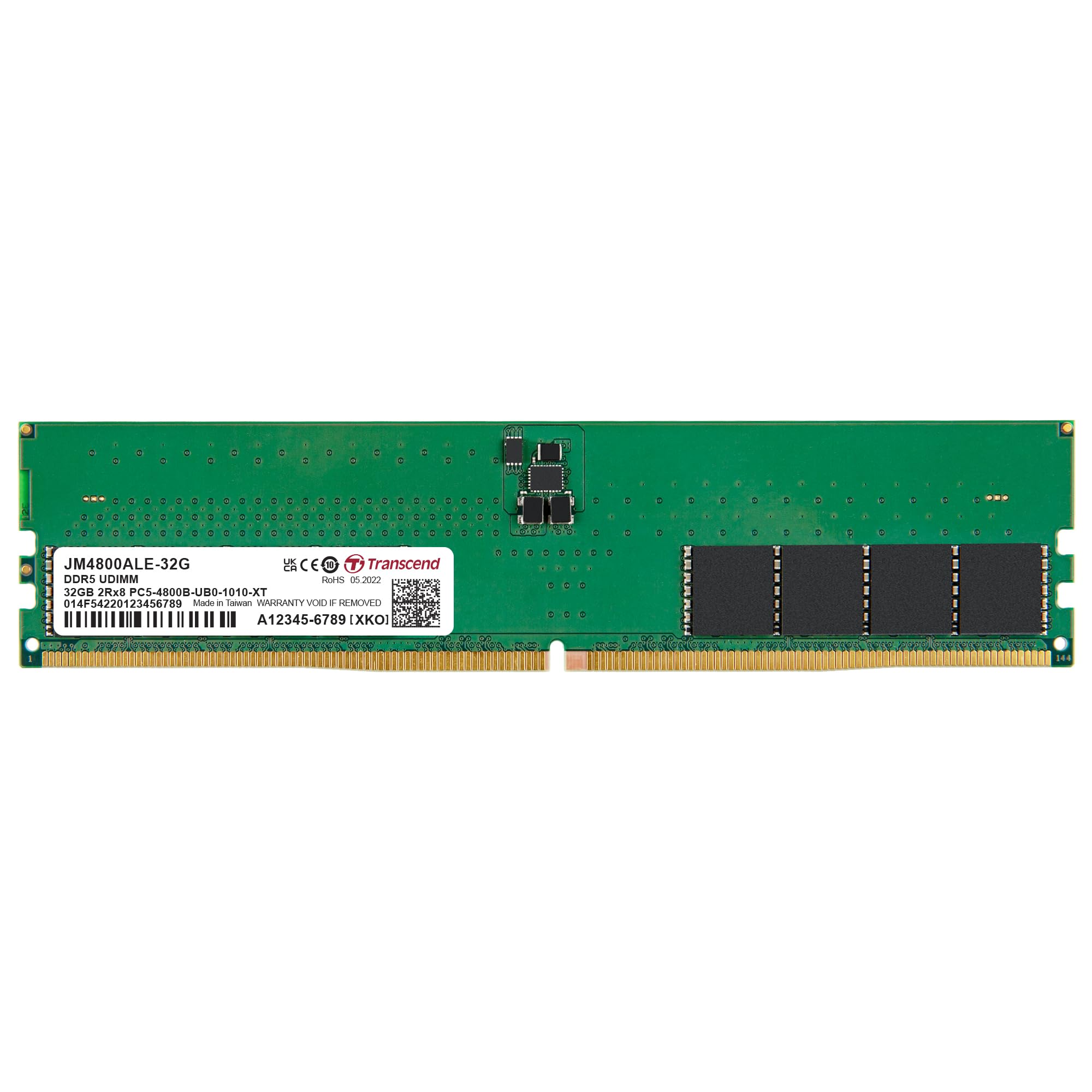 Transcend JetRam 32GB DDR5 RAM 4800MHz Unbuffered Long-DIMM 2Rx8 CL40 1.1V, JM4800ALE-32G