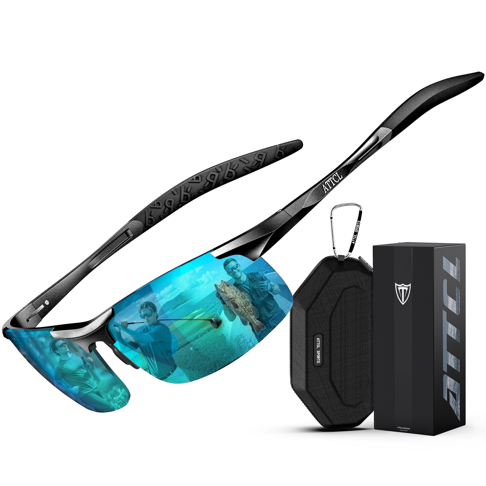 ATTCL Sonnenbrille Herren Polarisiert Sports UV400 Leicht Wrap-Around AL-MG