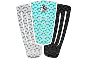 Rokia R 3 Pieces Surfboard Traction Pad EVA foam Surf Traction Pad with 3M Adhesive Non-Slip Sup Deck Pad Fit for Surf Tail Pad Fish, Surfboards, Skimboard, Longboard, Shortboard