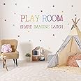 Playroom Wall Decor Kids Playroom Wall Decals Share Imagine Laugh DIY Wall Stickers for Nursery Playroom Decoration (Crazy Orange)