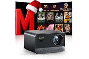 Projector with WiFi and Bluetooth: [1400 ANSI/Ai Auto Focus/800+ Apps/Auto 4P Keystone/Compatible with Netflix] Outdoor-Projector, 1080P Smart-Portable-Mini-Movie-Projector,Lisowod L03Pro with Live TV