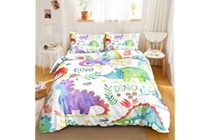 CVHOUSE Dinosaur Bedding Set for Boys King Size,Dinosaur Duvet Cover Set,Dinosaur Comforter Cover,Dinosaur Bed Set for Kids Teens Girls(1 Quilt Cover 2 Pillowcases 3 Piece)