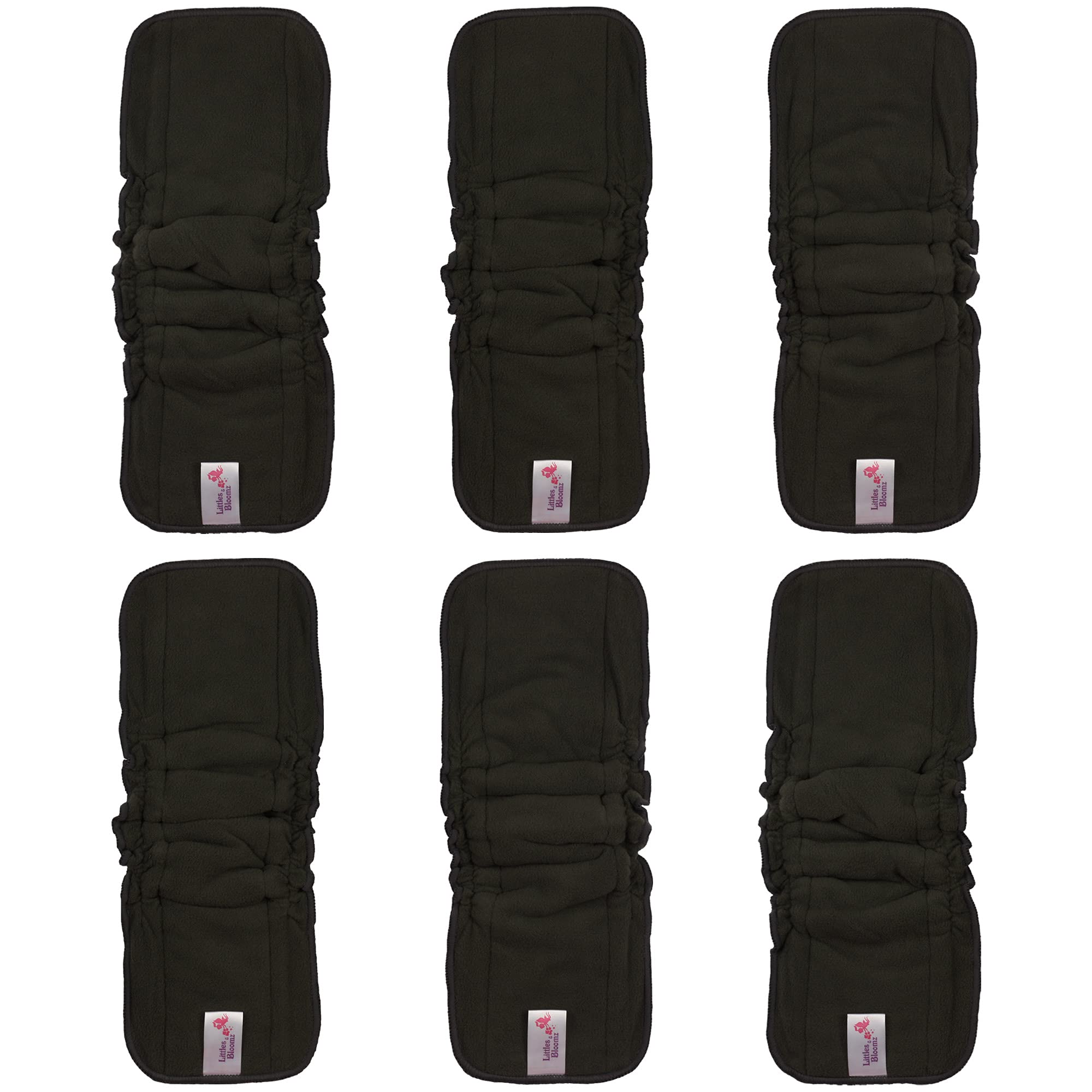 Littles and Bloomz 6 Charcoal Reusable Nappy Insert with Elastic Gussets, 5 Layers Cloth Diaper Liner Booster, BCC6