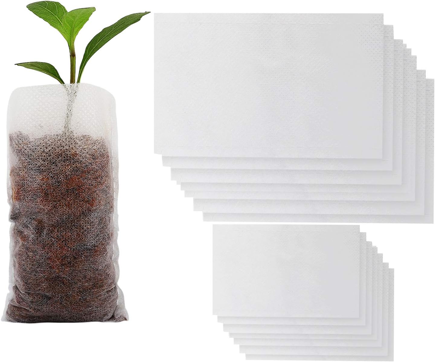 Housolution Seedlings Starter Bags, [400PCS] Biodegradable Non-Woven Nursery Bags Set for Plant Grow Gardening Seed Starter, Eco-friendly Planter Germination Pouch, White