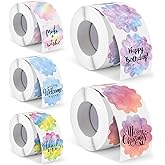 2500 Pcs 2 Inch Round Thermal Labels Texture Printer Stickers Circle Thermal Gradient Label Sticker for Christmas Decor Thanks Card DIY Logo Design Business Home Gift