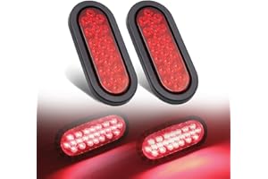 Ledvillage 6 Inch Oval Red light 24 LED Clearance Lamps Marker Lights Brightness Plug & Grommets Stop Brake for Trailer Truck Boat Tractor 12V DC [Pack of 2]
