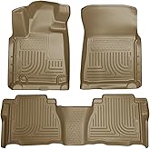 Husky Liners Weatherbeater Floor Mats | Fits 2007-2011 Toyota Tundra, CREWMAX & Double CAB ONLY (Footwell Coverage) | Front & 2nd Row, 3-pc Tan - 98583