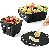 RoseFlower Collapsible Bowl, Portable Customizable Shapes Silicone Collapsible Bowls for Camping, Foldable into a Bowl, Plate, or Cup, Space Saving, Camping, RVs Essentials (Black)