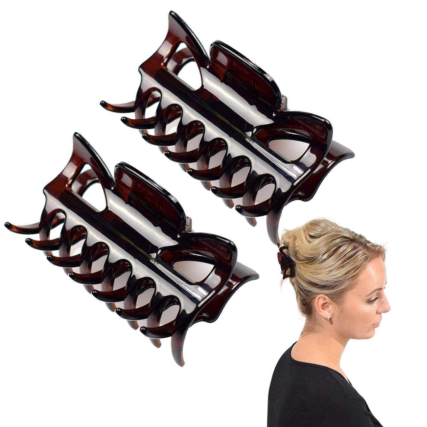 Basic Sense 3.2 Inch Large Hair Claw Clips for All Hair Types, Strong Hold Durable, 2 Pcs