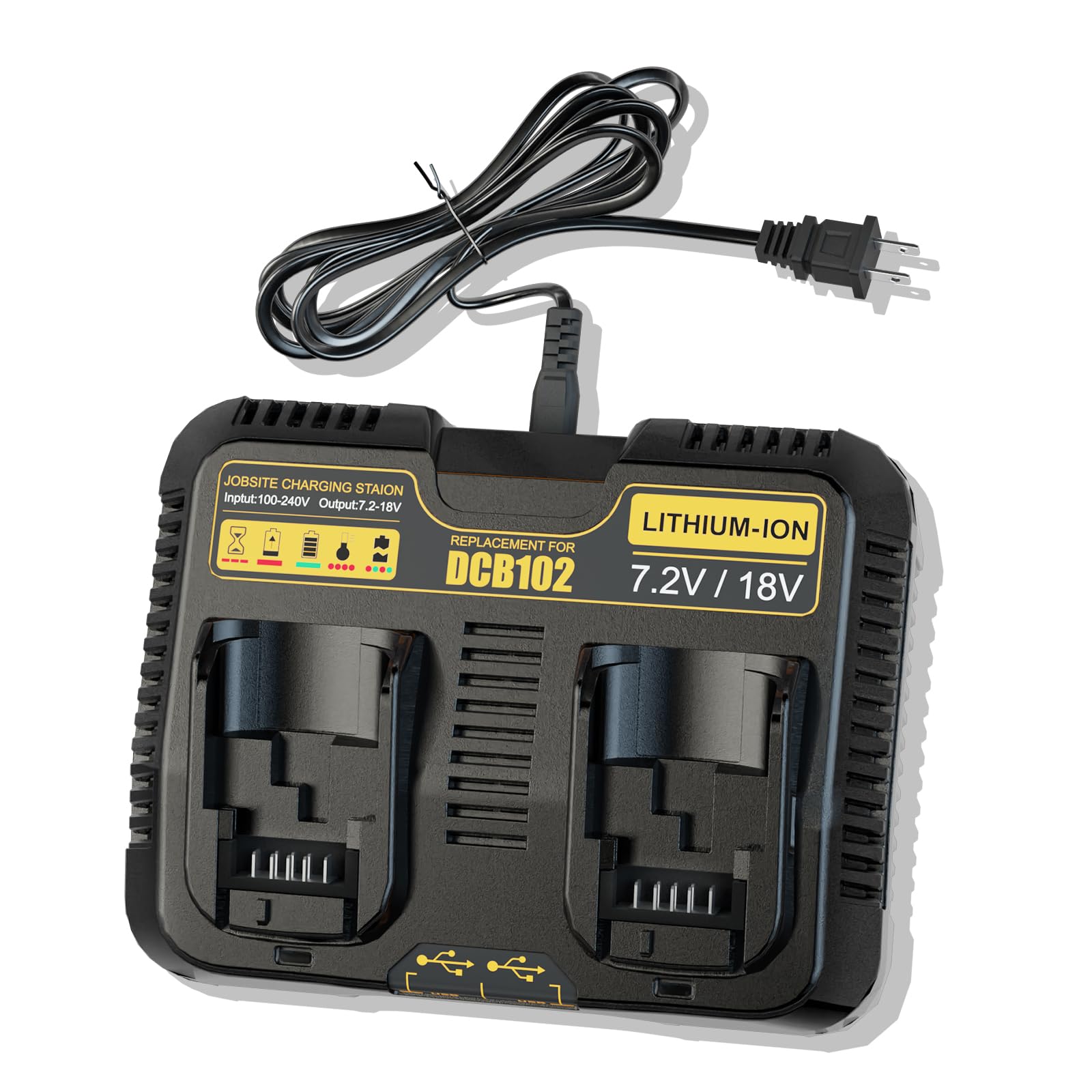 Photo 1 of ?Simultaneously Charging | 2 USB Ports? Fast 12/20V MAX Battery Charger Replacement for Dewalt Dual Charger DCB102, Double Battery Charger Compatible with Dewalt 12V/20V Max Li-Ion Batteries