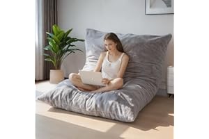 BYBYME 3 in 1 Bean Bag Chair, Convertible Chair Folds from Bean Bag to Lounger, High-Density Foam Filling, Faux Fur Big Sofa Bed, Giant Bean Bag Chair Bed for Adults