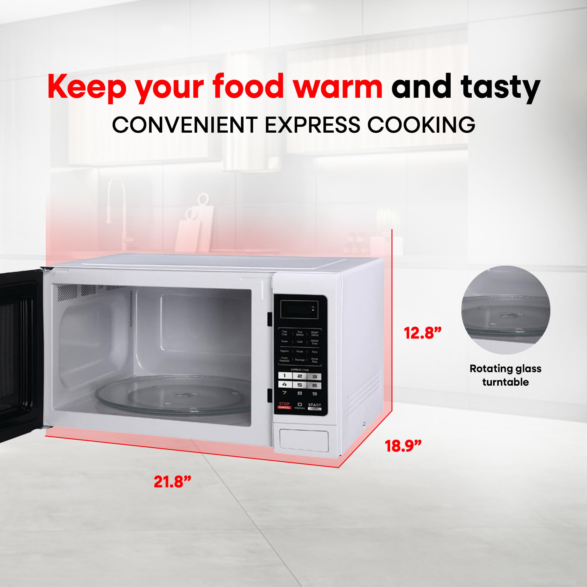 Magic Chef Countertop Microwave Oven, Small and Compact, 1100 Watt, 1.6 Cu Ft, White