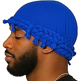 Superior Halo Turban Silk Satin Lined Head Wrap, Pre-Tied Tassel Durag for Men & Women, Turban Durag Wave Cap (Royal Blue)