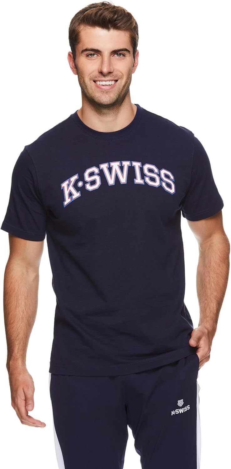 K-Swiss Men's Graphic Workout T Shirt - Short Sleeve Gym & Training Athleisure Tee: Clothing