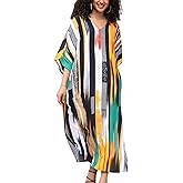 Kaftan Dresses for Women Side Split Caftan Bathing Suit Cover Up Casual Long Beach Loungewear Dress