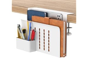 HAMOPY Rangement latéral de bureau, organiseur de bureau à suspendre en acier à une couche avec porte-stylo magnétique, sans 