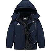 QUCOOM Kids Boy's Winter Skiing Snow Jacket| Warm Snowboarding Coat With Fleece Lining Waterproof Hooded Overcoat