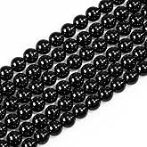 10mm Natural Gemstone Round Black Obsidian Loose Beads for Jewelry Making Bracelets Necklace Earrings Art Craft (35-38pcs/strand)