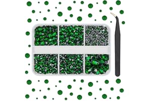 qiipii Emerald Green Resin Crystal Rhinestones for Crafting 2mm-6mm Flatback Gems Stones Diamonds Crystals for Nails Face Eyes Makeup Tumblers Bottles DIY Crafts Phones Car Scrapbooking Clothes Shoes