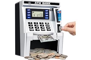 BAODLON Piggy Bank for Kids, ATM Machine Bank for Real Money with Debit Card, Bill Feeder, Coin Recognition, Balance Calculator, Electronic Savings Safe Box, Cool Stuff Toys Gifts for Teen Boys Girls