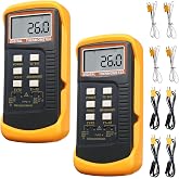 2 Pcs Thermocouple Thermometer Digital K Type HVAC Dual Channels Digital Thermometer with 8 Thermocouples Max/min Temperature Measurement, -50~1300&deg;c (-58~2372&deg;f) High Temperature Pyrometer