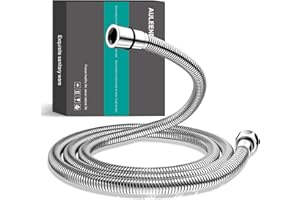 auleend 59 inch (1.5 m) encrypted shower hose 304 stainless steel metal - Extra long shower hose - Replacement handheld shower head - High pressure hose - chrome