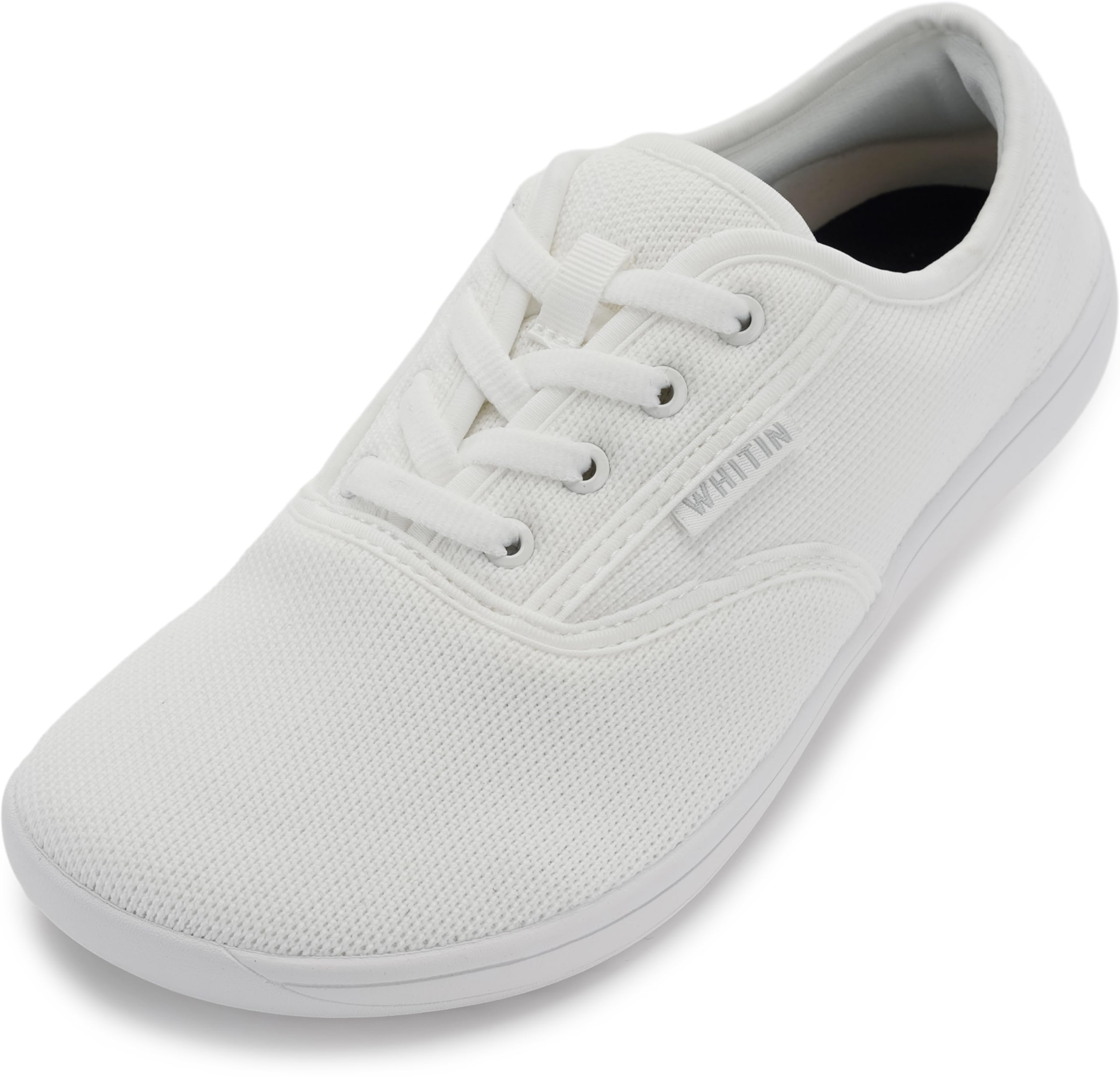 Photo 1 of WHITIN Women's Knit Wide Toe Box Minimalist Barefoot Shoes Width Toe Box Sneakers Zero Drop Sole Minimus Size 10 10W Bare Feet Road Running Walking White 41