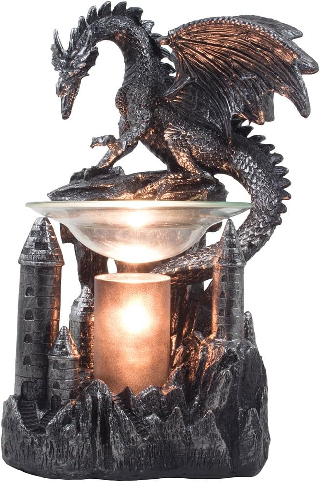 Amazon.com: Mythical Winged Dragon Guarding Castle Electric Oil Warmer or Wax Tart Burner for Decorative Medieval & Gothic Decor Statues and Figurines As Aromatherapy Essential Scented Oil Gifts for Dragon Lovers: Health & Personal Care