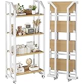 VYRIVA No Assembly Double-Sided Folding Bookshelf for Living Room, 4 Tier Collapsible Book Shelf for Home Office, Portable Bookcase Storage Organizer