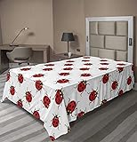 Ambesonne Ladybugs Flat Sheet, Ladybugs Pattern