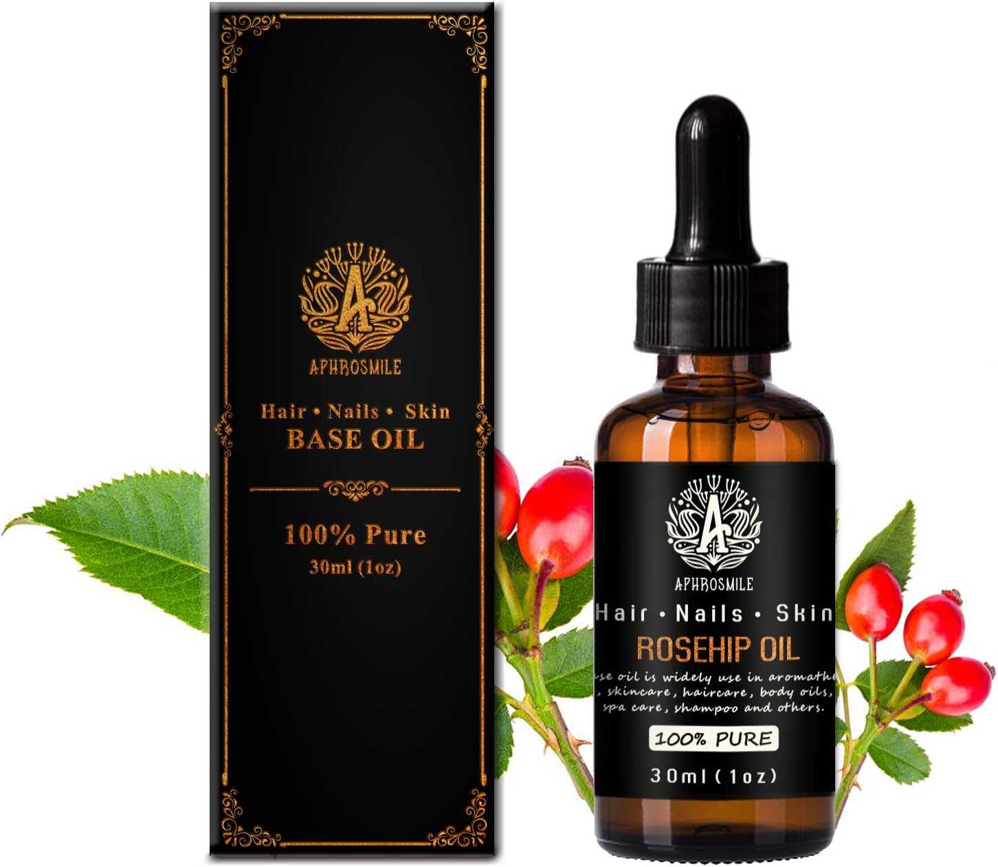 100% Pure Rosehip Oil for Massage 30ml Carrier Oil - Rosehip Oil for Skin Care 1oz Base Oil - Rosehip Oil for Hair Care