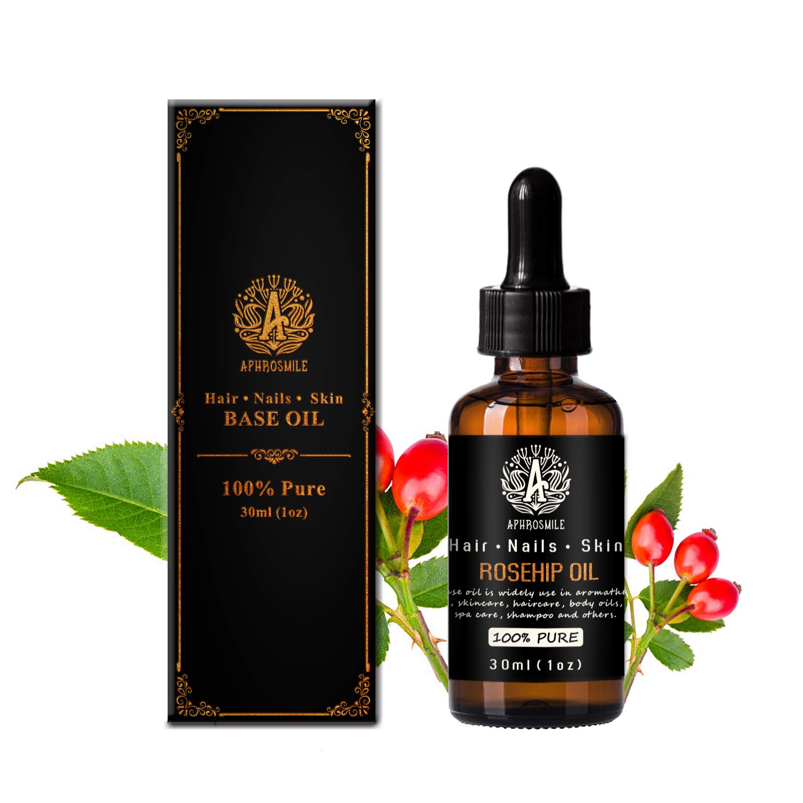 100% Pure Rosehip Oil for Massage, 30ml Carrier Oil - Rosehip Oil for Skin Care, 1oz Base Oil - Rosehip Oil for Hair Care