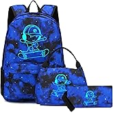Pawsky Lightweight Laptop Backpack School Backpack for Boys, Elementary Primary Middle School Bags Kids Backpack With Lunch Bag & Pencil Case, College Bookbag Travel Dayback, Blue